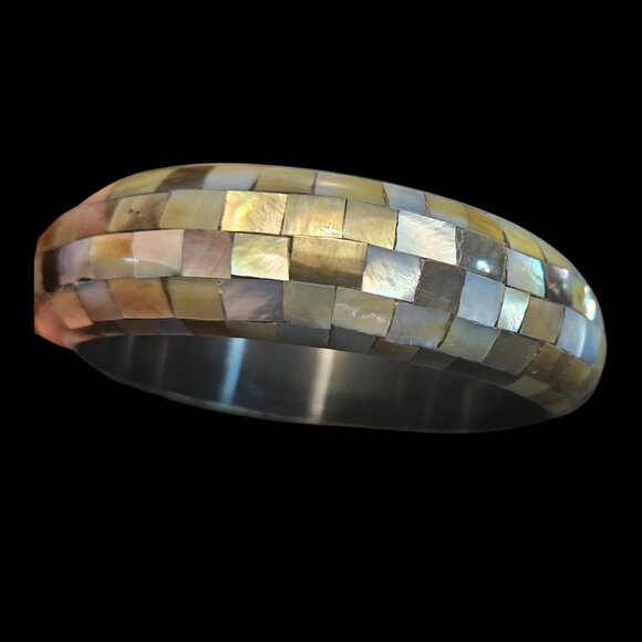 Premier Designs Mother of Pearl Mosaic Inlay Bangle Bracelet – - Picture 2 of 4